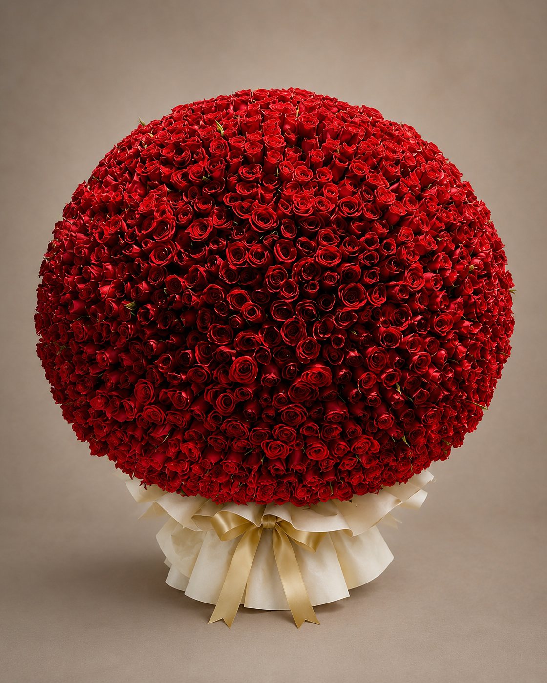 Buchón imponente de rosas rojas