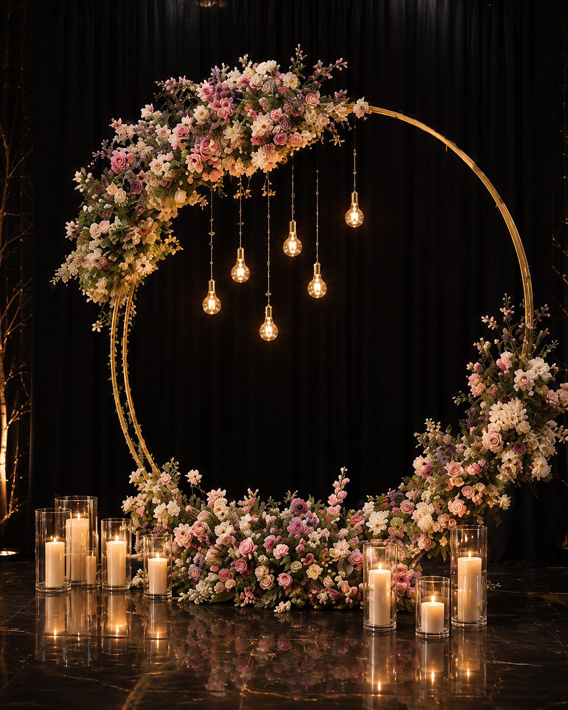 Aro floral con luces