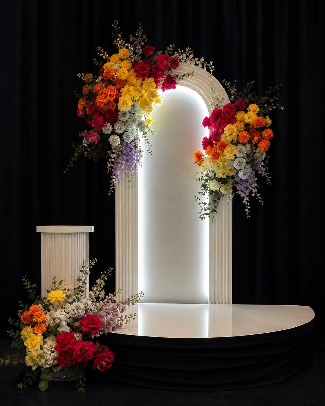 Montaje floral de escenario